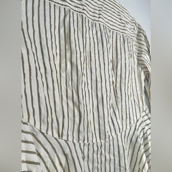 NWT Free People Making Memories Button Down Shirt Gold & Cream Size XS Holiday - Picture 9 of 12